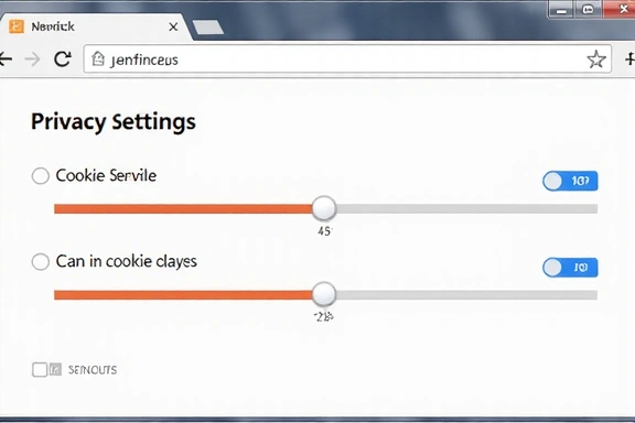 Illustration of browser settings interface with cookie options