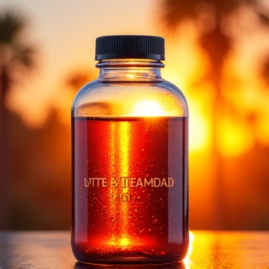 Vitamins for Men in a clear bottle, with a vibrant, energetic background suggesting vitality and health.