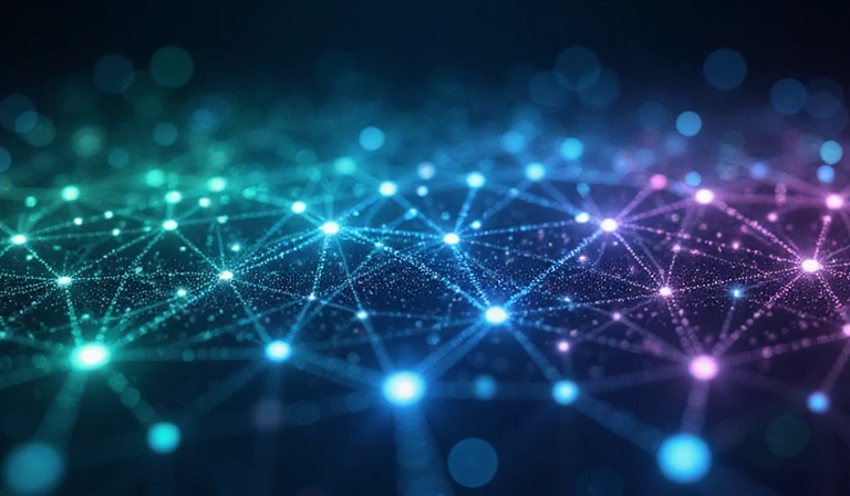 Abstract data flow visualization with digital nodes and lines